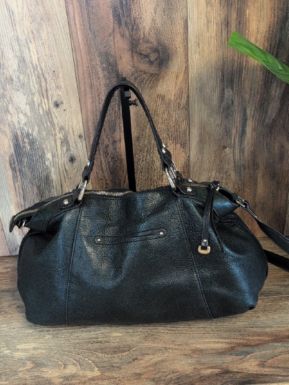 B Makowsky Textured Leather Satchel Handbag Crossbody Shoulder Bag Tote M470 - Picture 3 of 12